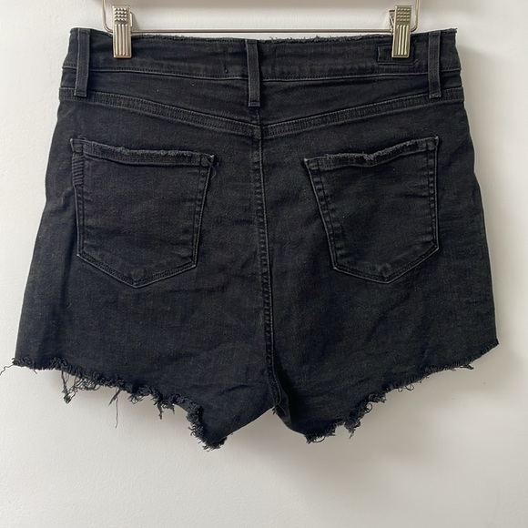 Paige Margot mini Shorts high rise Noir Studded Heart, black distressed, sz 29 - Picture 4 of 12